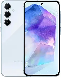 Samsung Galaxy A55 5G A556E 256GB Dual-SIM GSM Unlocked Android Smartphone (Latin Variant/US Compatible LTE) - Awesome Ice Blue